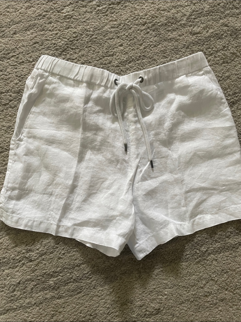 James Perse white linen shorts 0